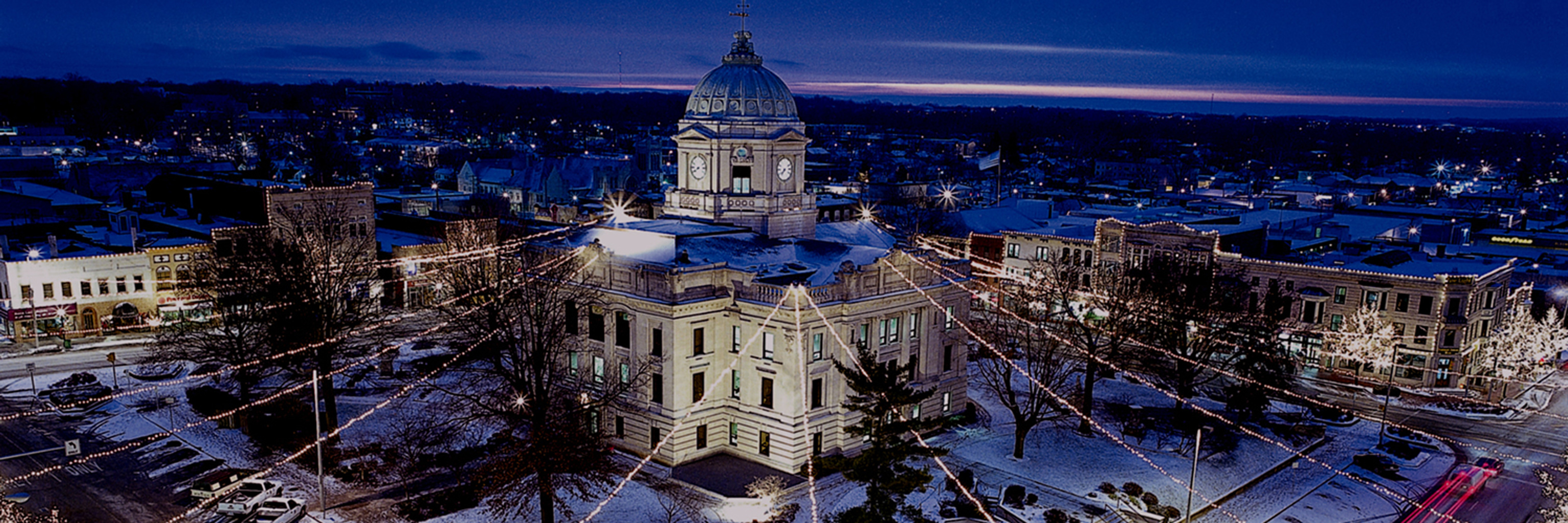 An overview look at downtown Bloomington, Indiana