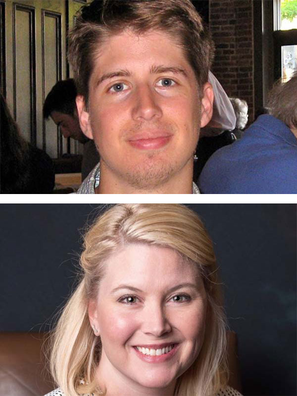 A composite of two headshots: One of Assistant Professor Joey McMullen and one of Director of Undergraduate Teaching Miranda Rodak, both of whom recently joined the department.